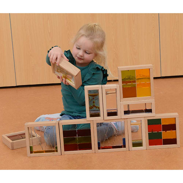 Wooden Sensory Liquid Motion Bubble Blocks (10 Pcs)